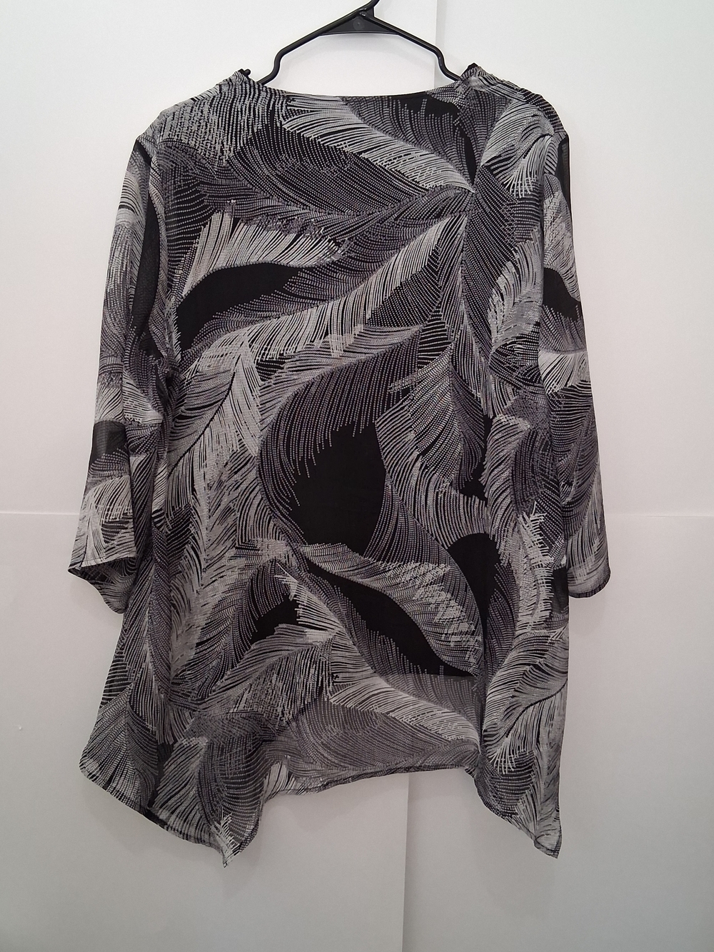 SLIM FACTOR Black White Blouse Size Large 2 Pieces - Picture 6 of 6